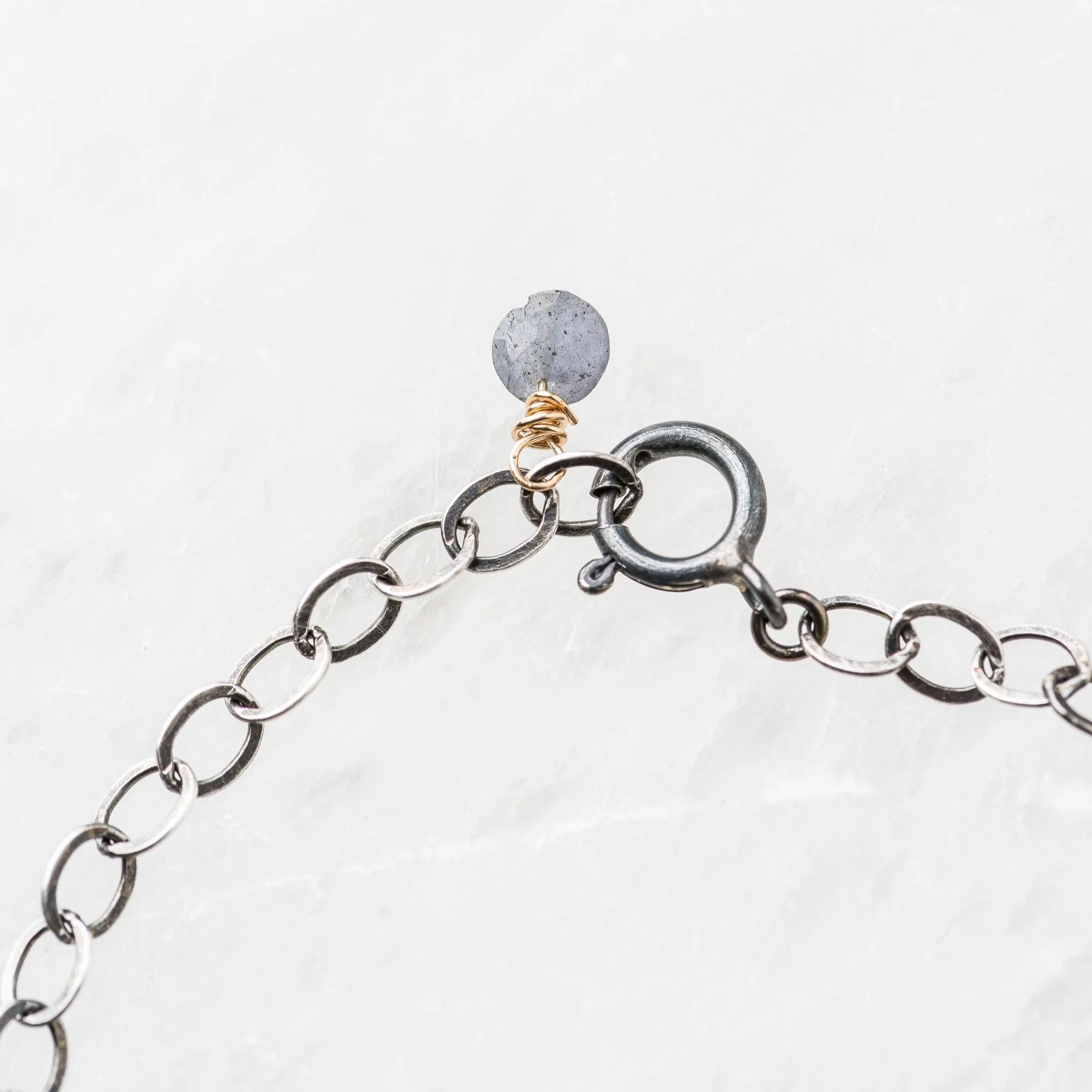 Chocolate Sapphire Drop Necklace with Gemstone Charms