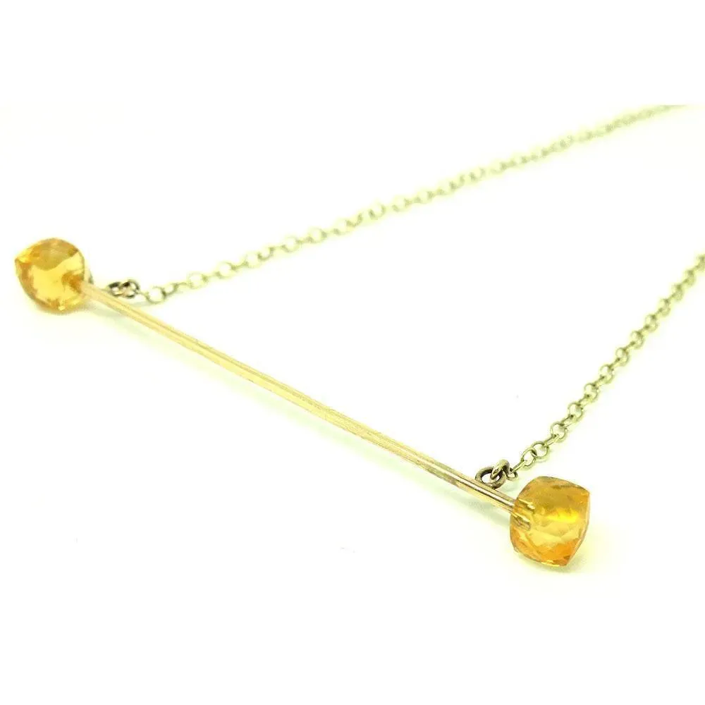 Citrine 9ct Gold Bar Necklace