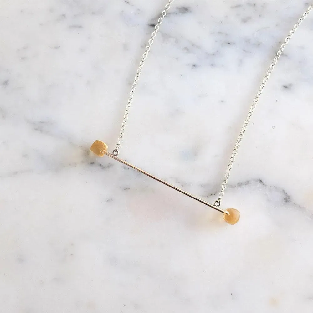 Citrine 9ct Gold Bar Necklace