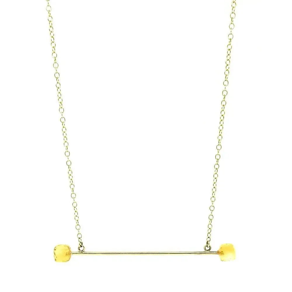 Citrine 9ct Gold Bar Necklace