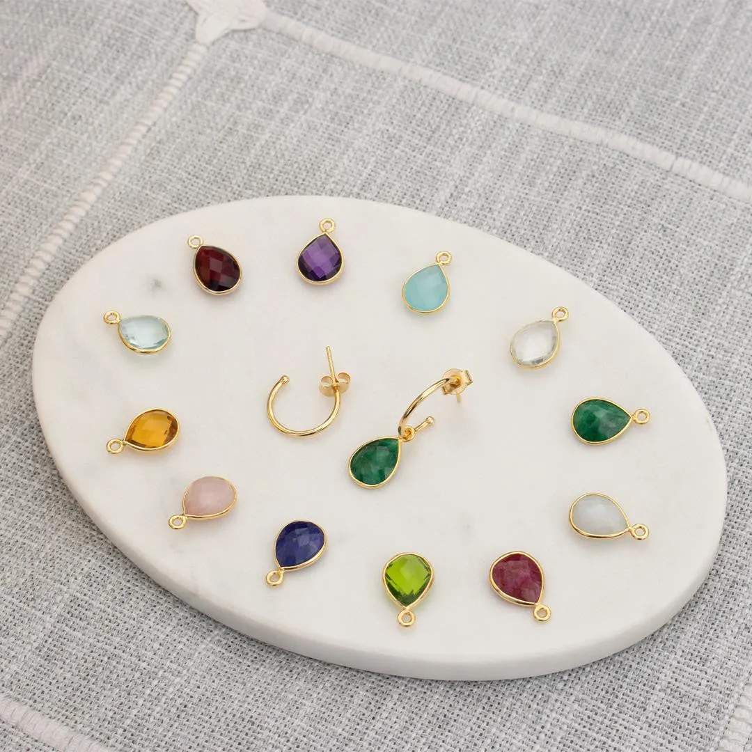 Citrine Drop Hoop Earrings | Silver - November