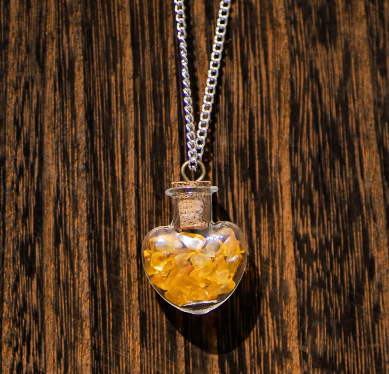 Citrine Heart Necklace - 18"