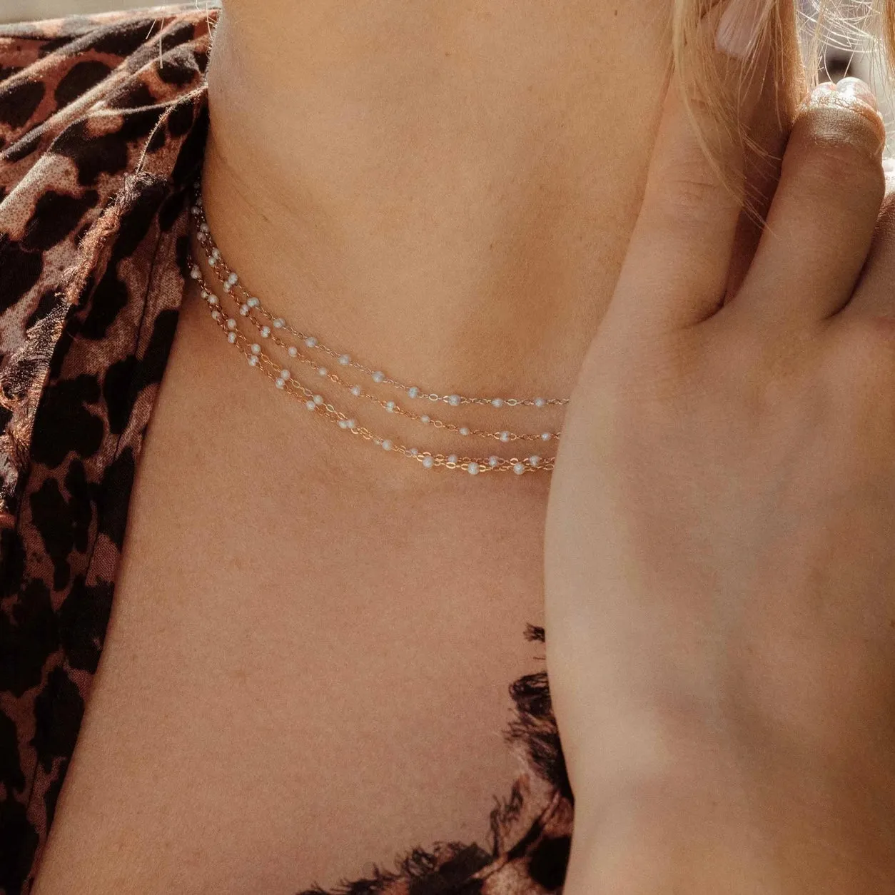 Classic Gigi Opal necklace, Yellow Gold, 16.5"
