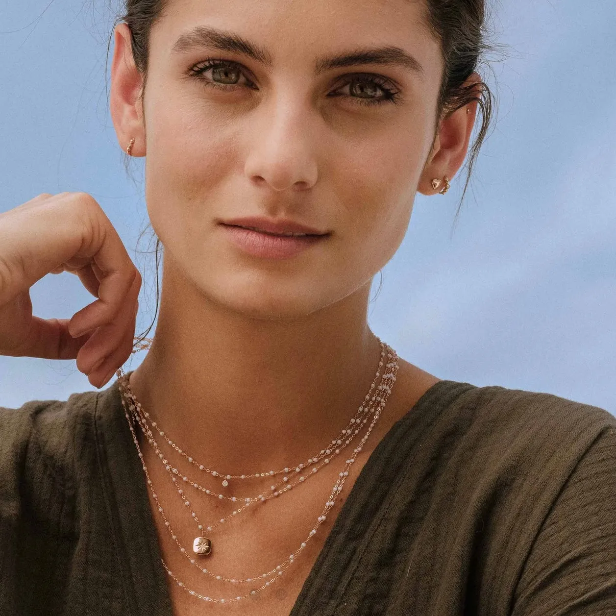 Classic Gigi Opal necklace, Yellow Gold, 16.5"