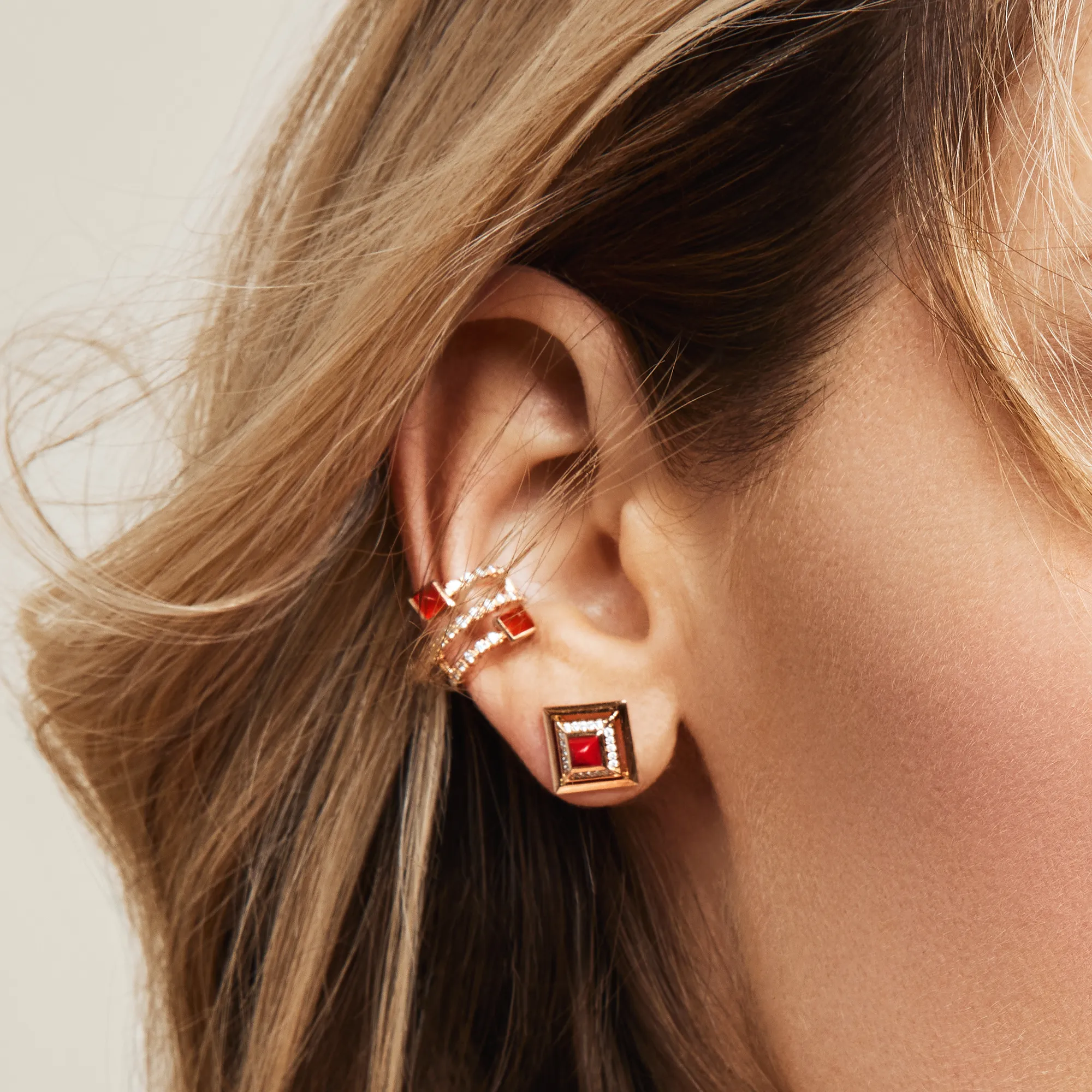 Cleo Lotus Square Stud Earrings