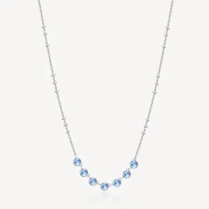 Colored Crystal Beaded Bib Necklace in Stainless Steel