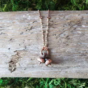 Copper Acorn & Peridot Necklace