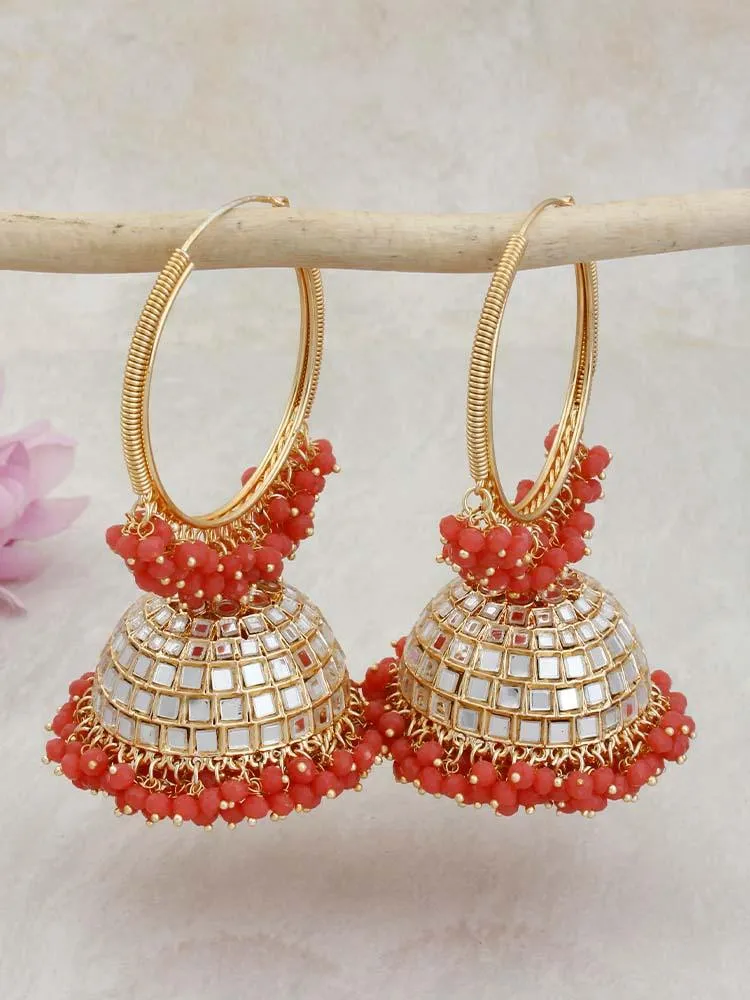 Coral Matsya Jhumkis