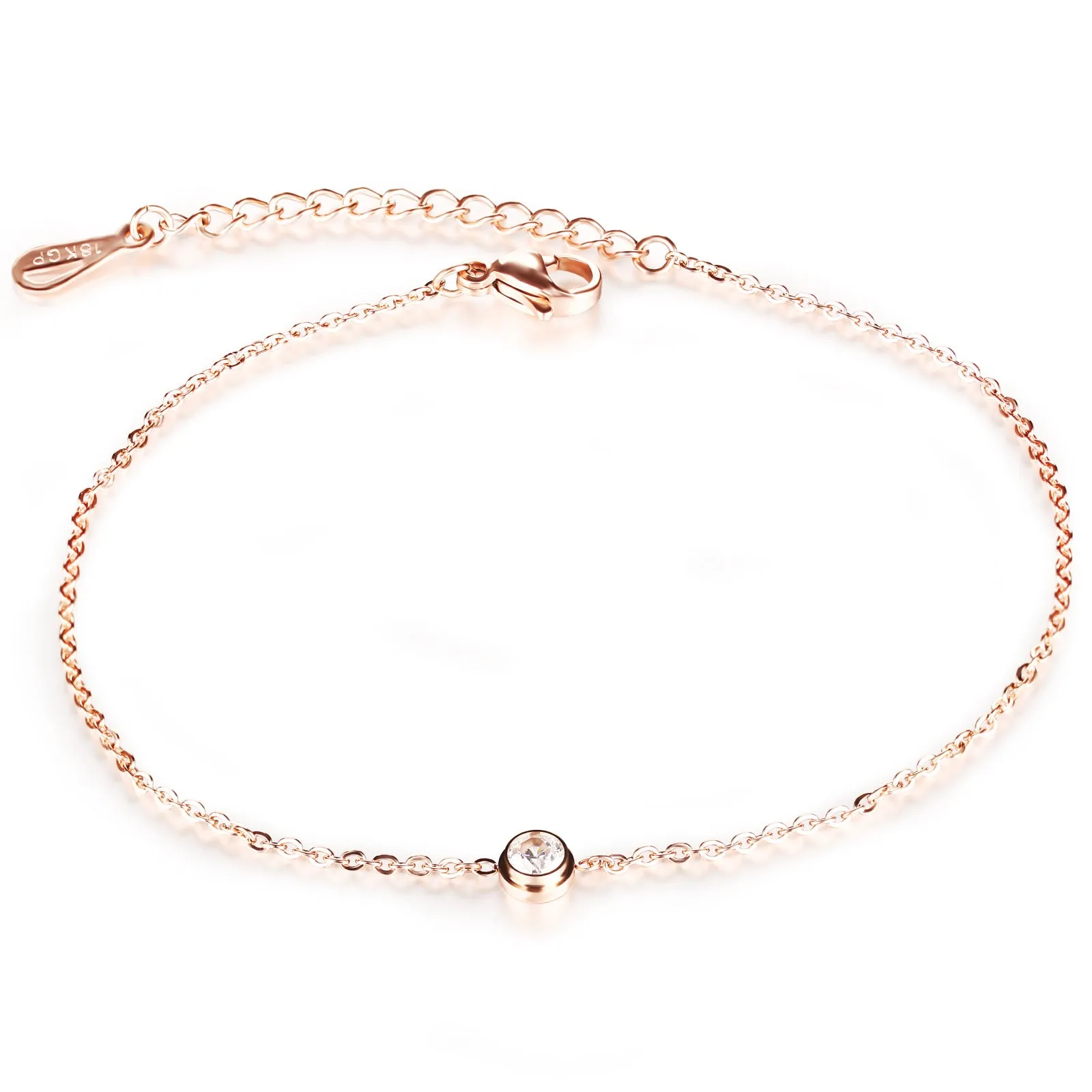 Cubic Zirconia Rose Gold Anklet Bracelet