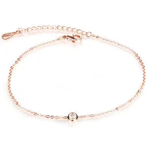 Cubic Zirconia Rose Gold Anklet Bracelet