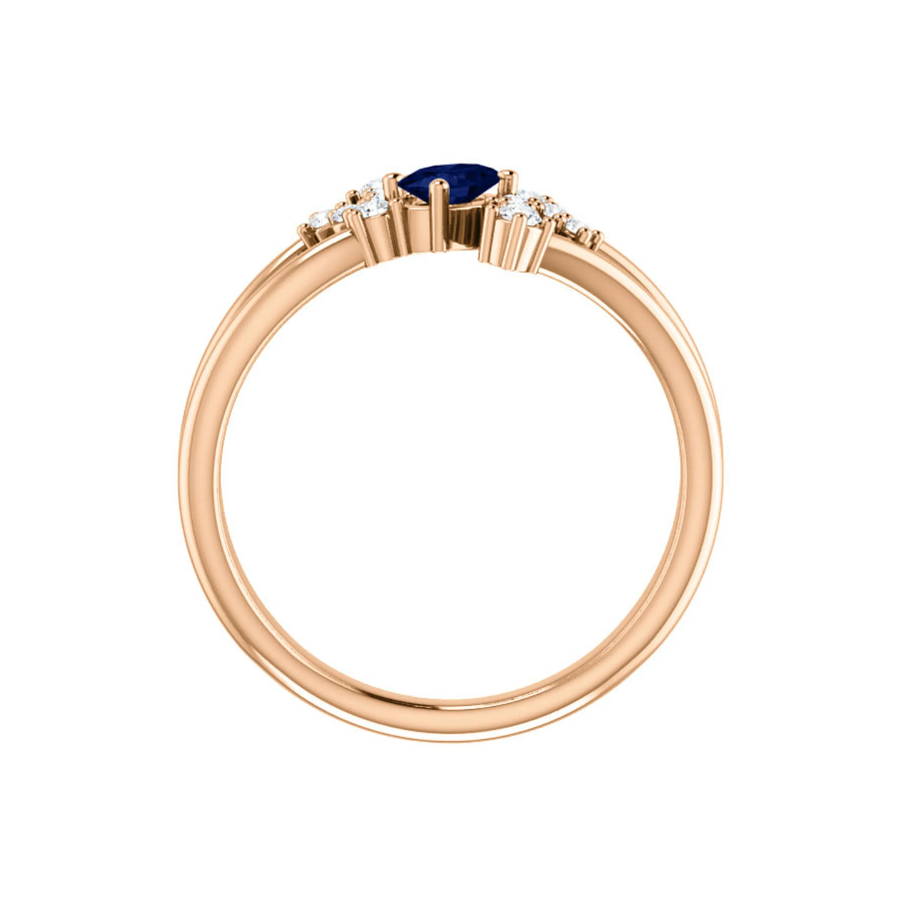 Custom 14k Gold Oval Gemstone and Diamond Bypass Ring