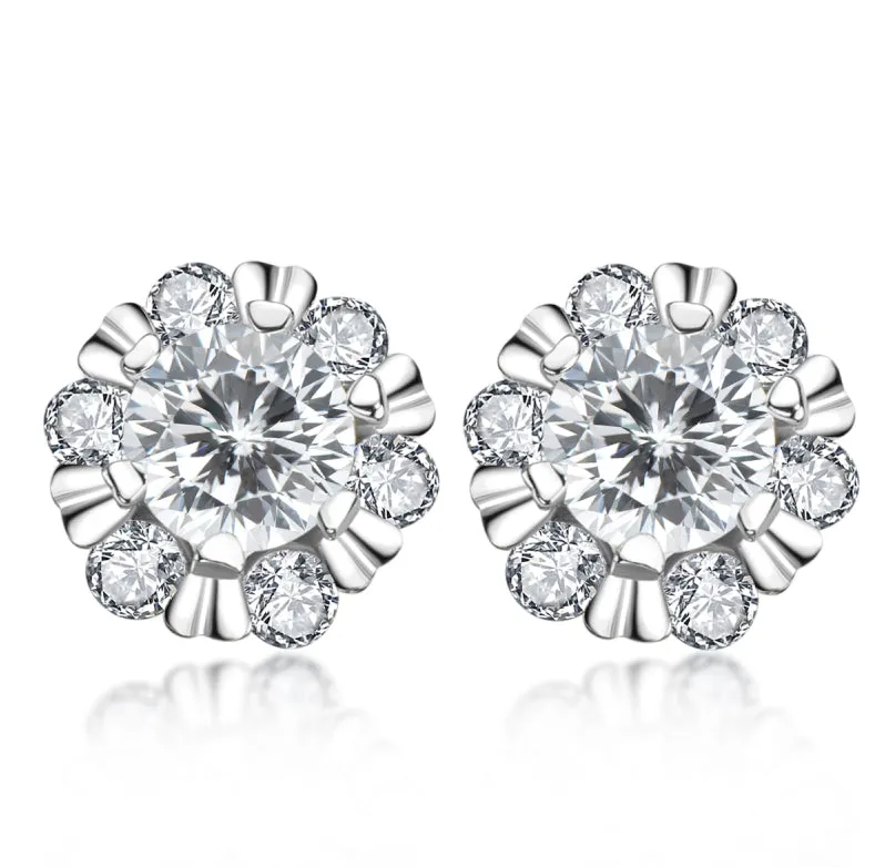 D Color Moissanite Earrings 925 Sterling Silver Stud Earrings