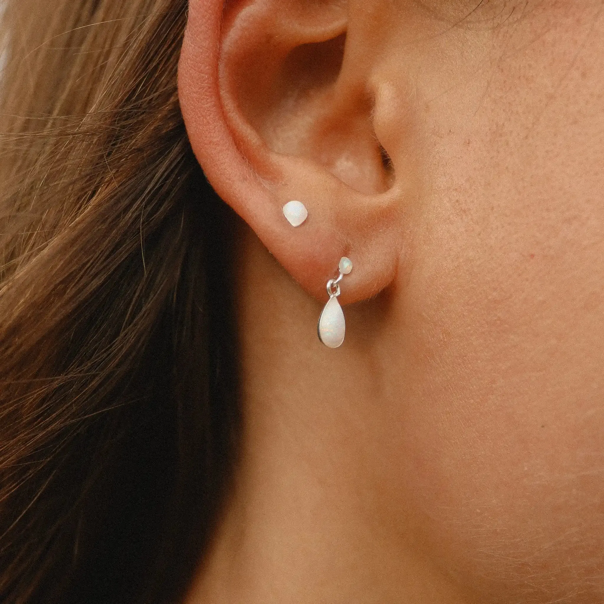 Dainty Opal Droplet Earrings