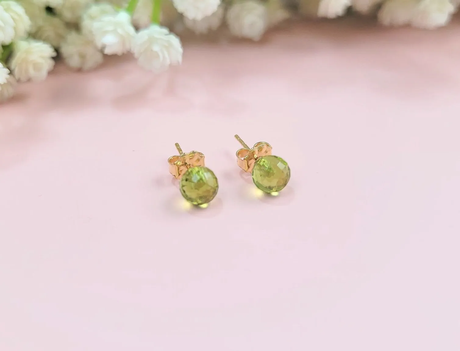 Dainty Peridot Studs