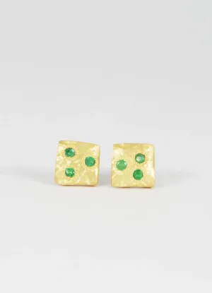 Dainty Square Emerald Flux Studs