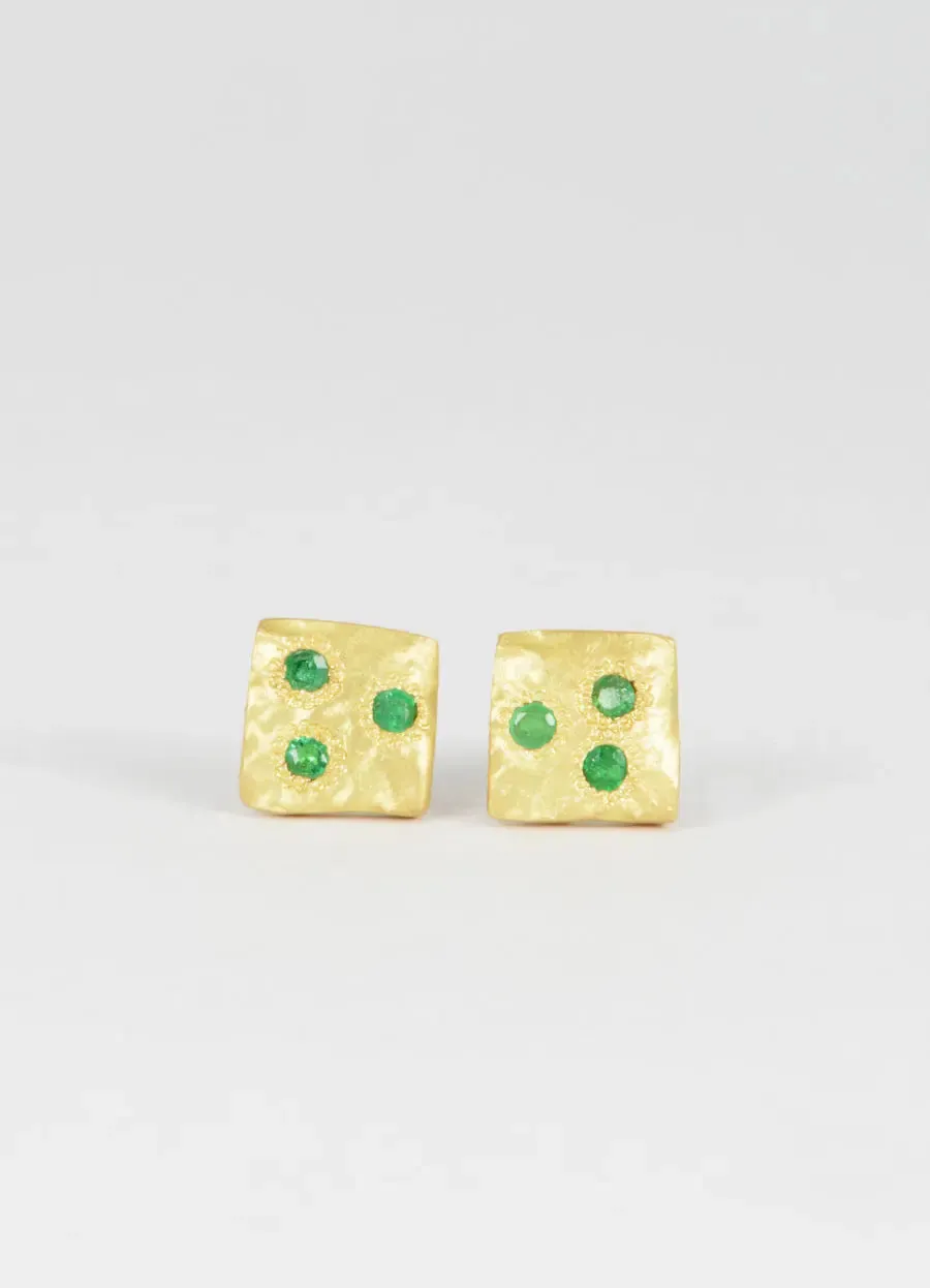Dainty Square Emerald Flux Studs