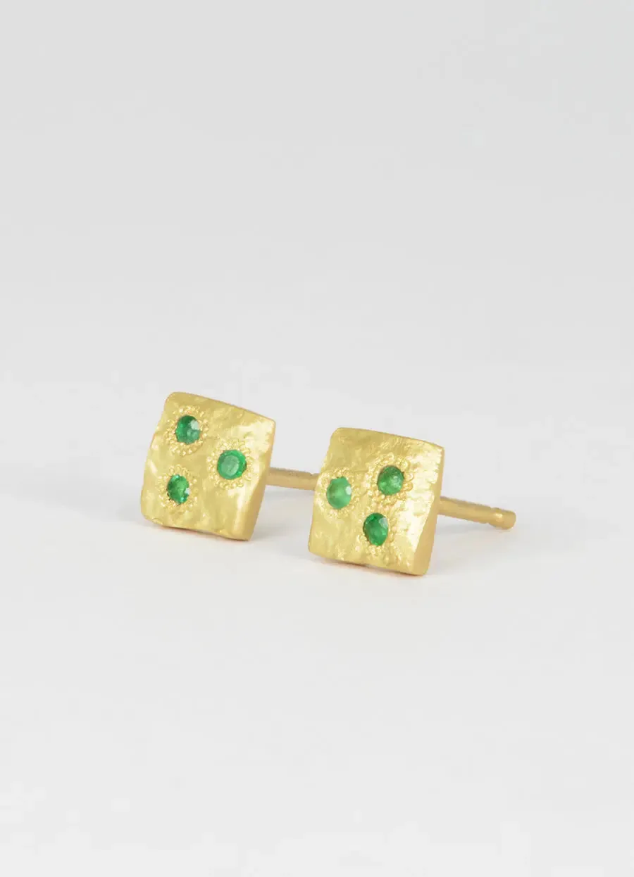 Dainty Square Emerald Flux Studs