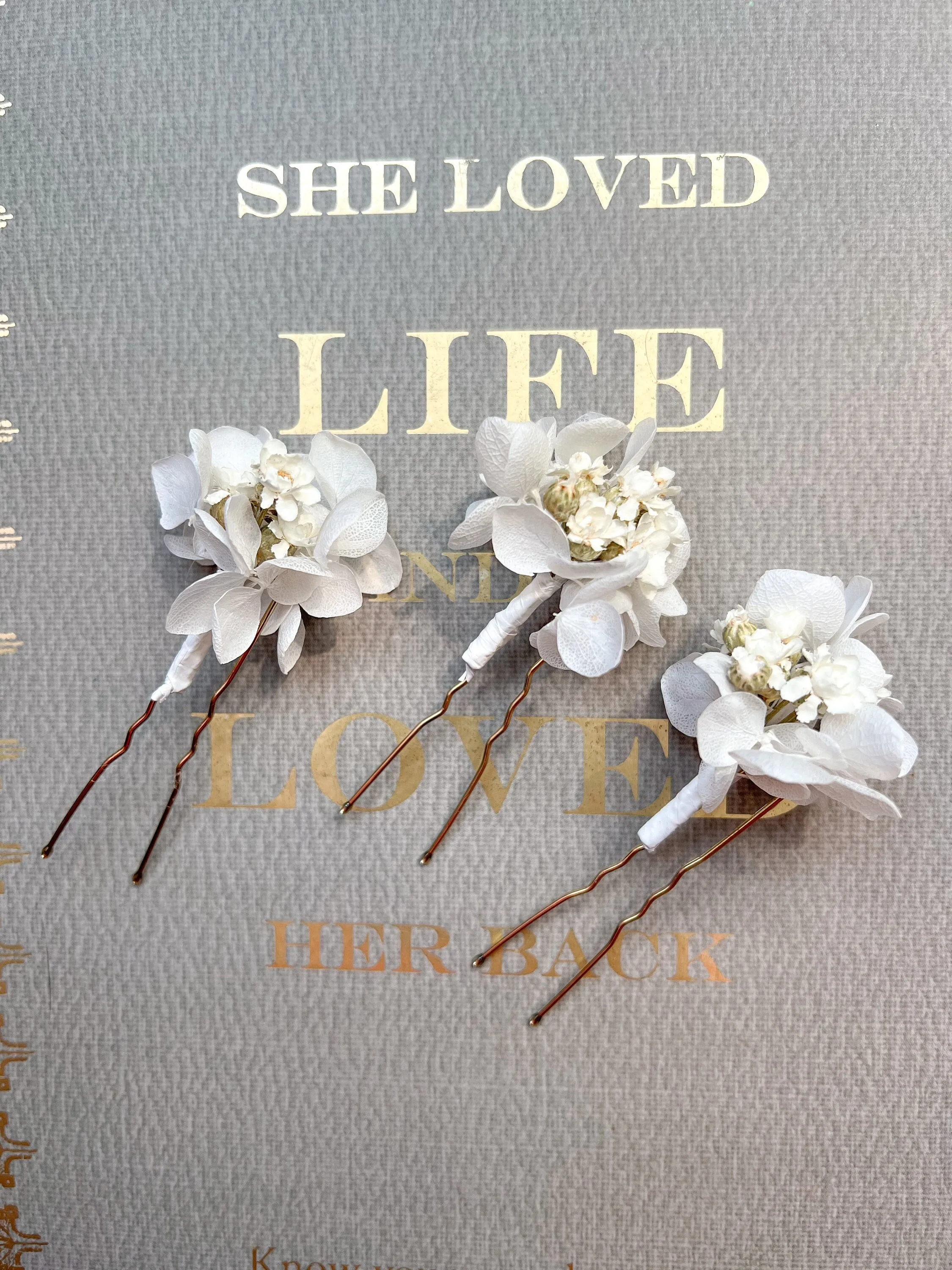 Daisy Hair Pins, Dried Flower Hair Pins, White Dried Daisy Headpiece, Floral Hair Accessories for Brides, Wedding Hair Pin Set