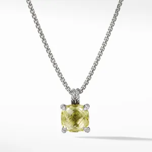 David Yurman Chatelaine Pendant Necklace with Lemon Citrine and Diamonds 11MM