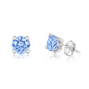 December Birthstone Crystal White Gold Palladium Girl's Stud Earrings