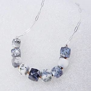 Dendrite Cube Necklace in Silver