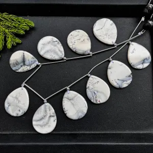 Dendritic Opal Flat Pear Shape Beads, 10 Pieces | 20x25mm