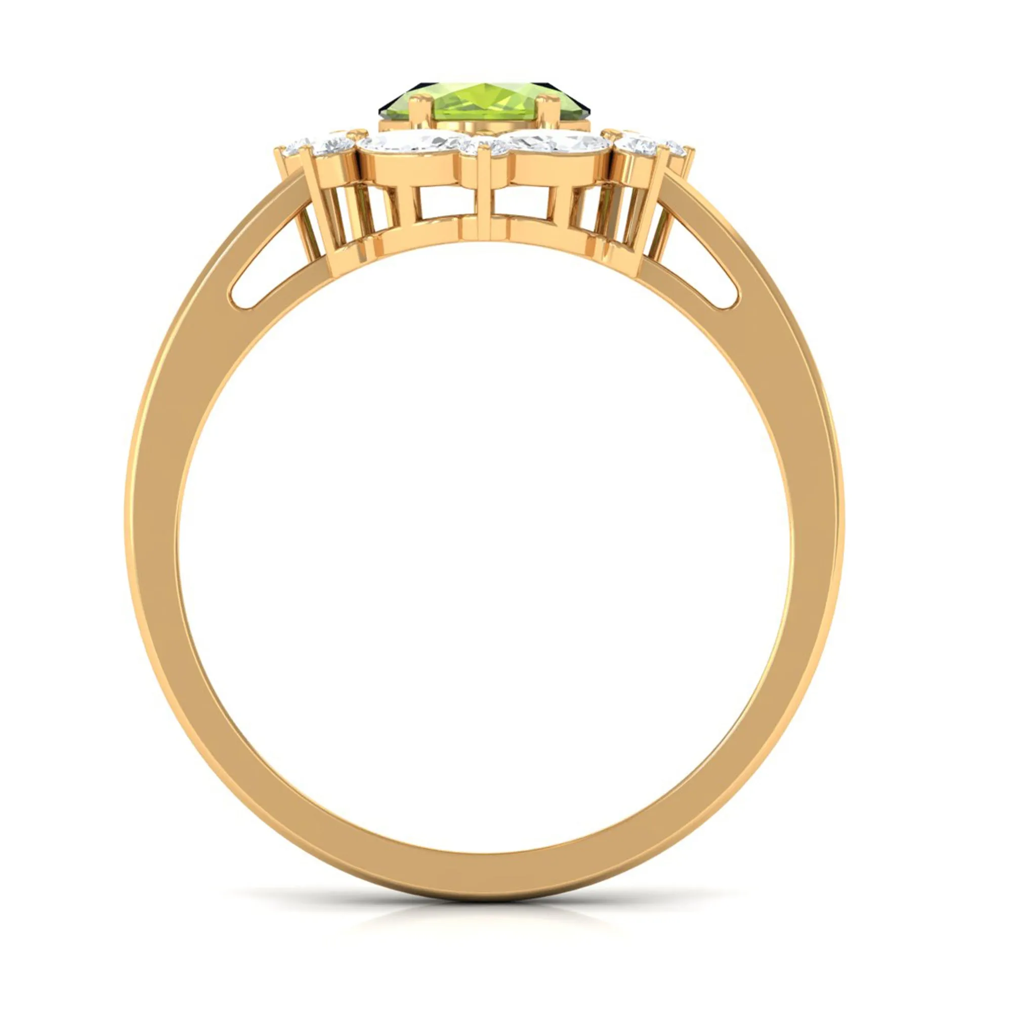 Designer Peridot Engagement Ring with Moissanite Halo