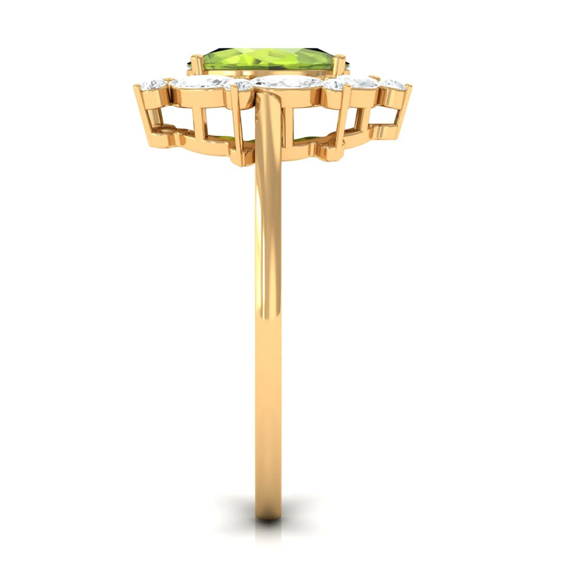 Designer Peridot Engagement Ring with Moissanite Halo