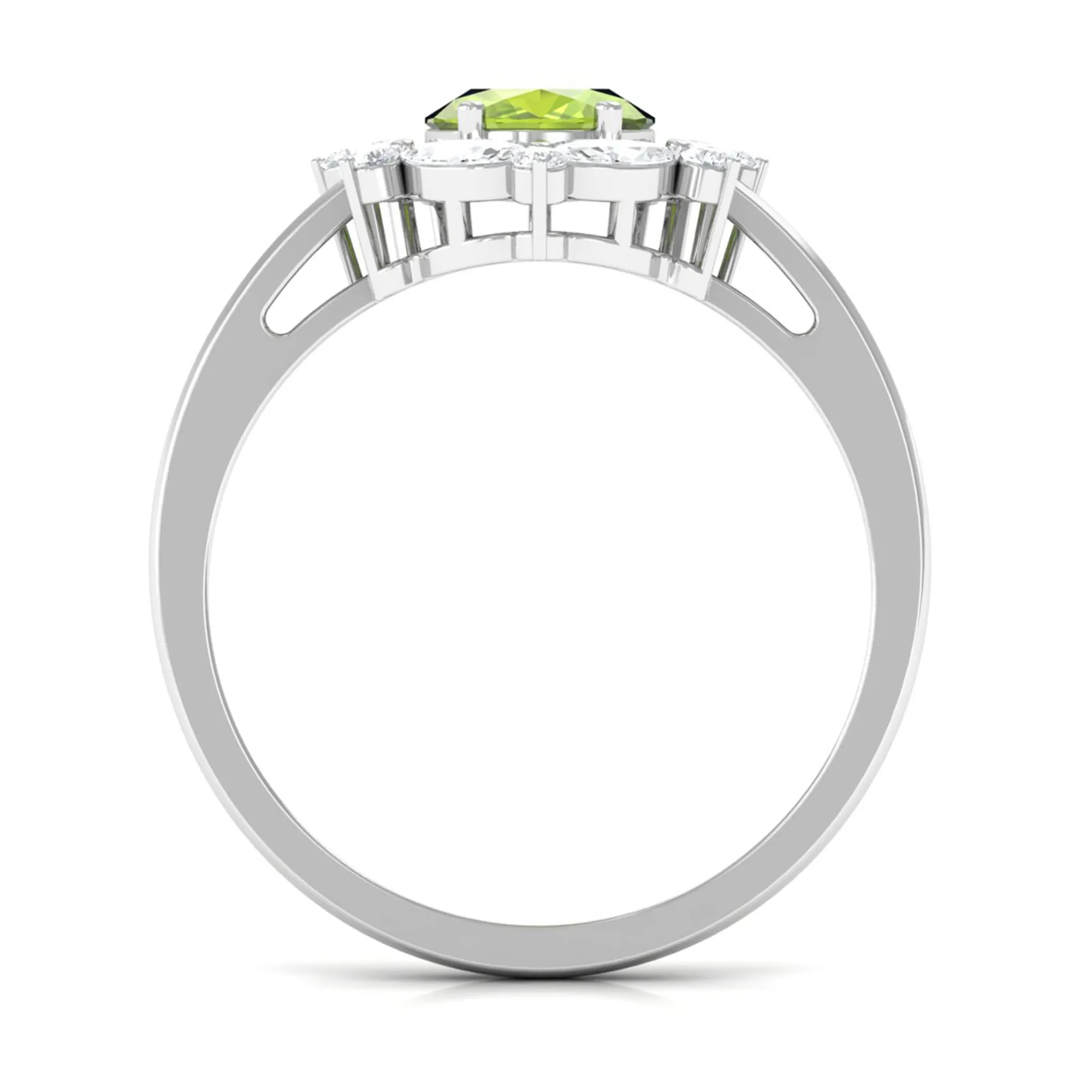 Designer Peridot Engagement Ring with Moissanite Halo
