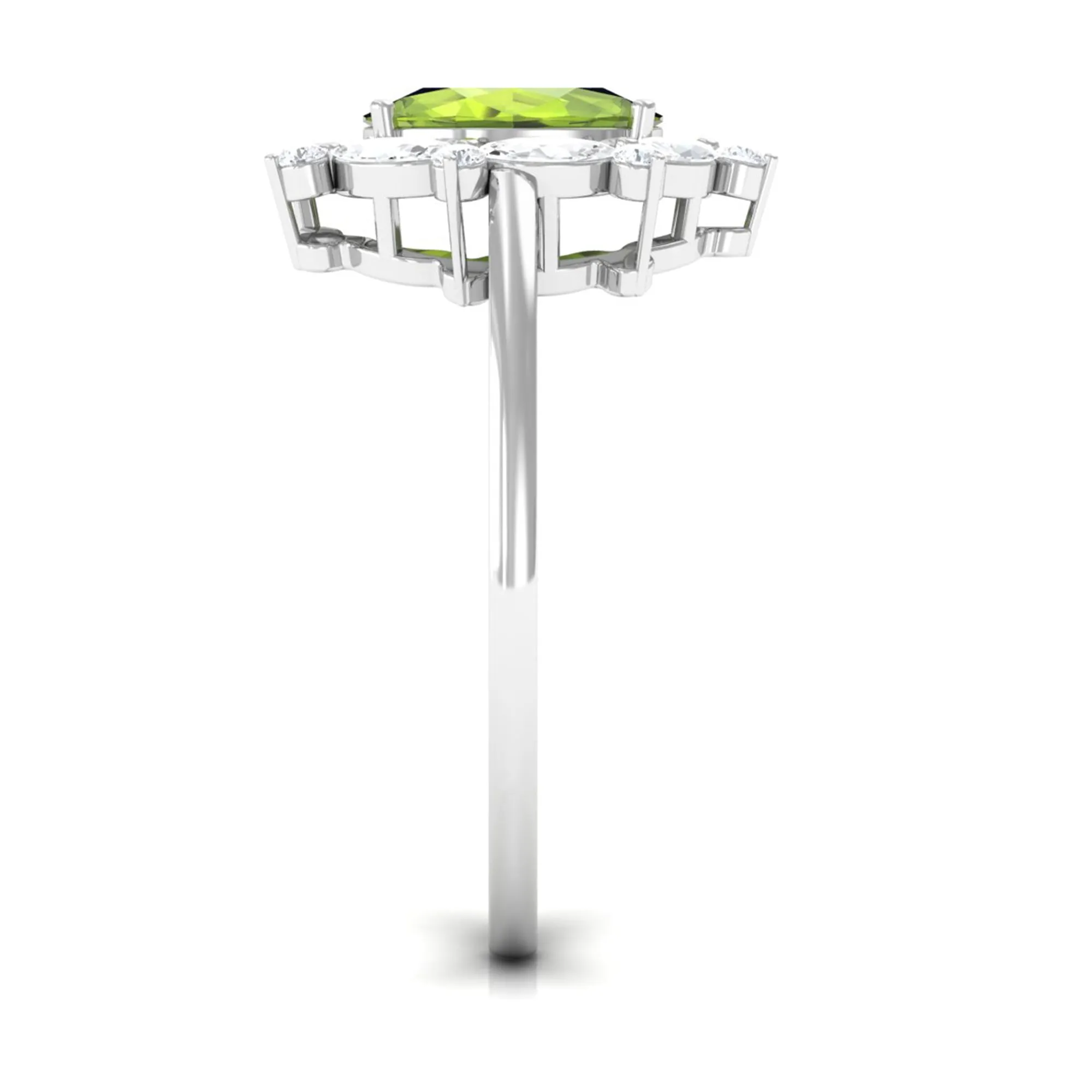 Designer Peridot Engagement Ring with Moissanite Halo