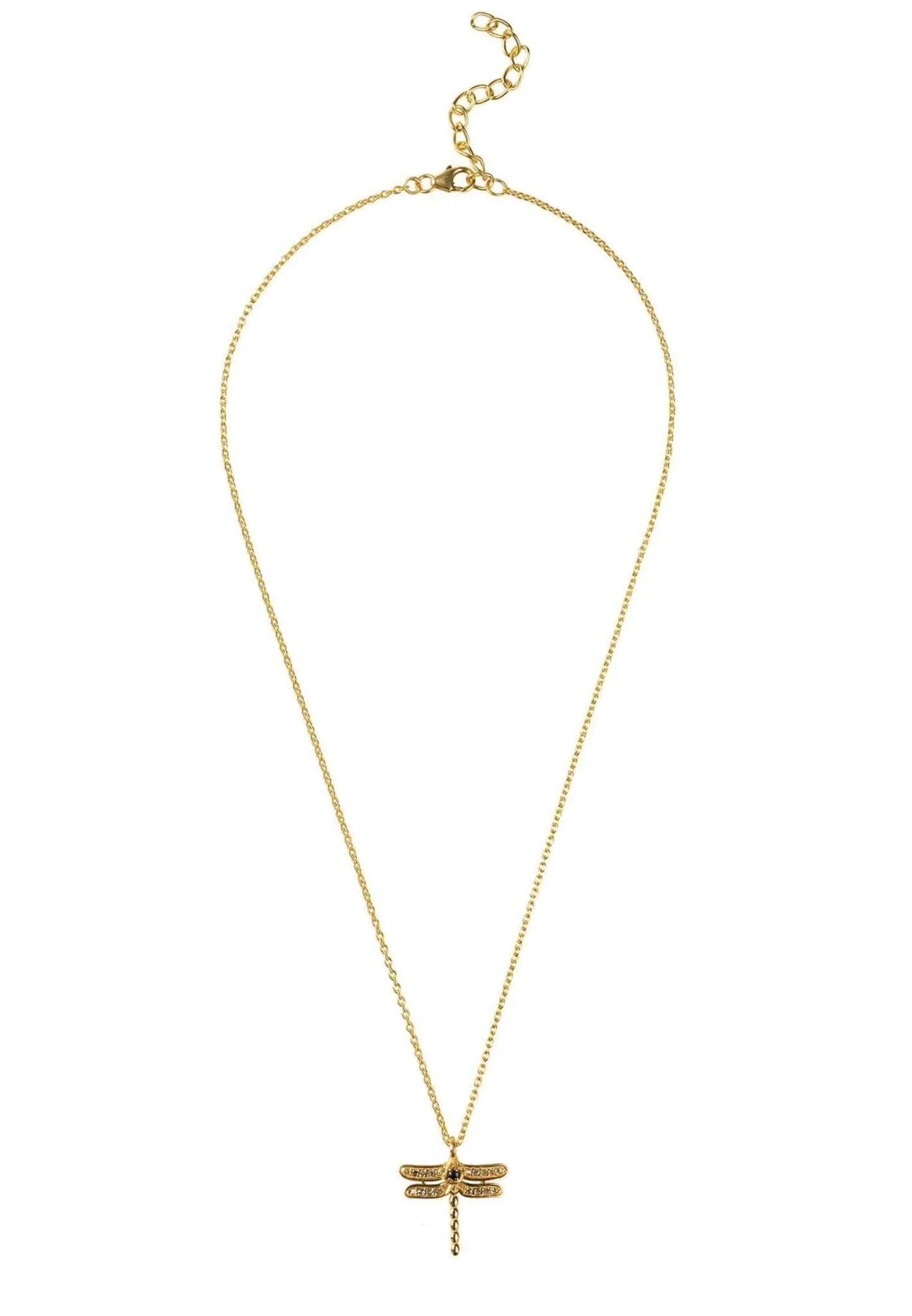 Diamond & Sapphire Dragonfly Necklace Gold