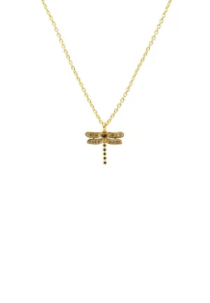 Diamond & Sapphire Dragonfly Necklace Gold