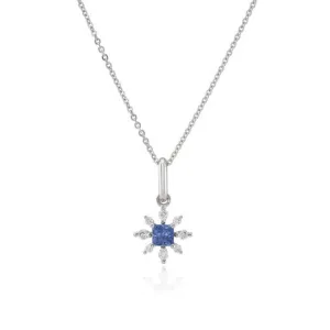 Diamond & Sapphire Snowflake Pendant Necklace