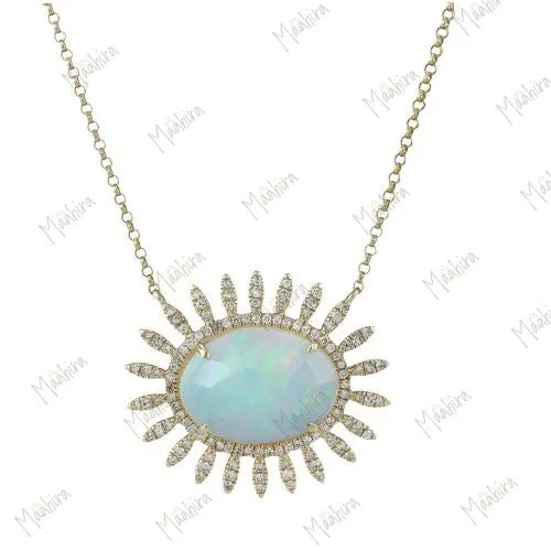Diamond Spiked Opal Necklace
