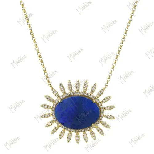 Diamond Spiked Opal Necklace