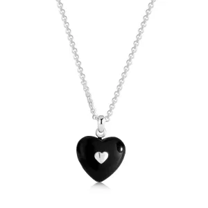 Double Black Puffy Heart Necklace