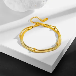 Double layered titanium steel ankle chains for women's high-end feel ankle rings