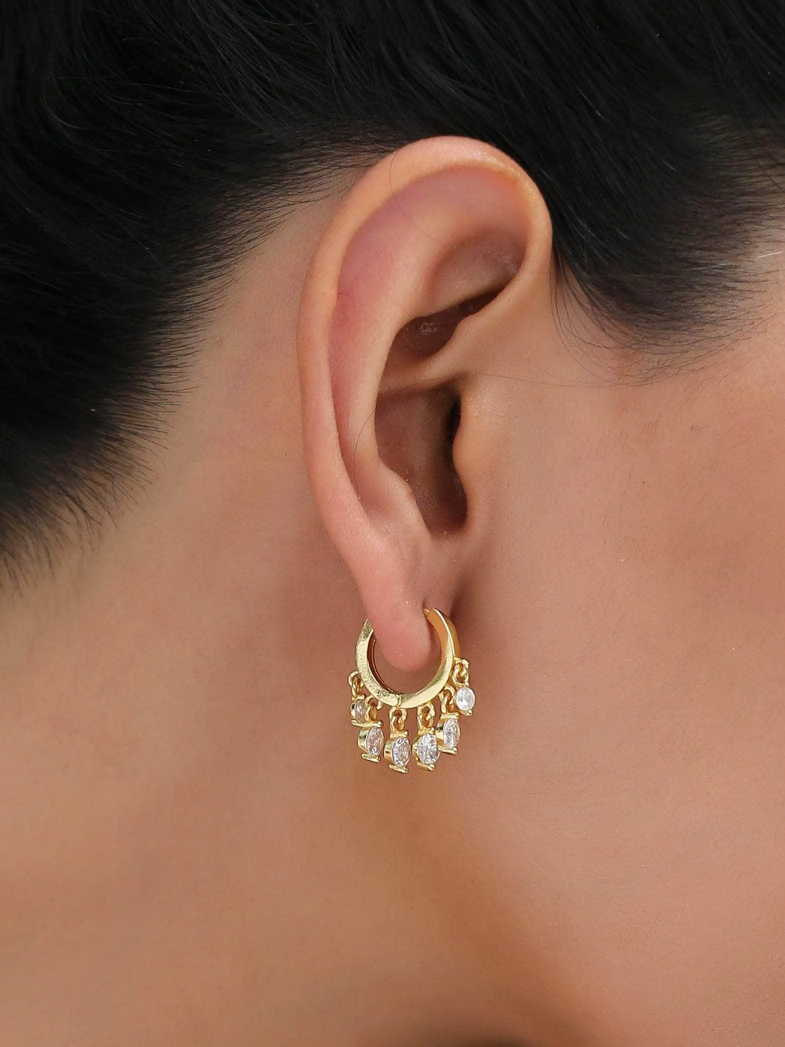 Druzy Zircon Hoop Earrings