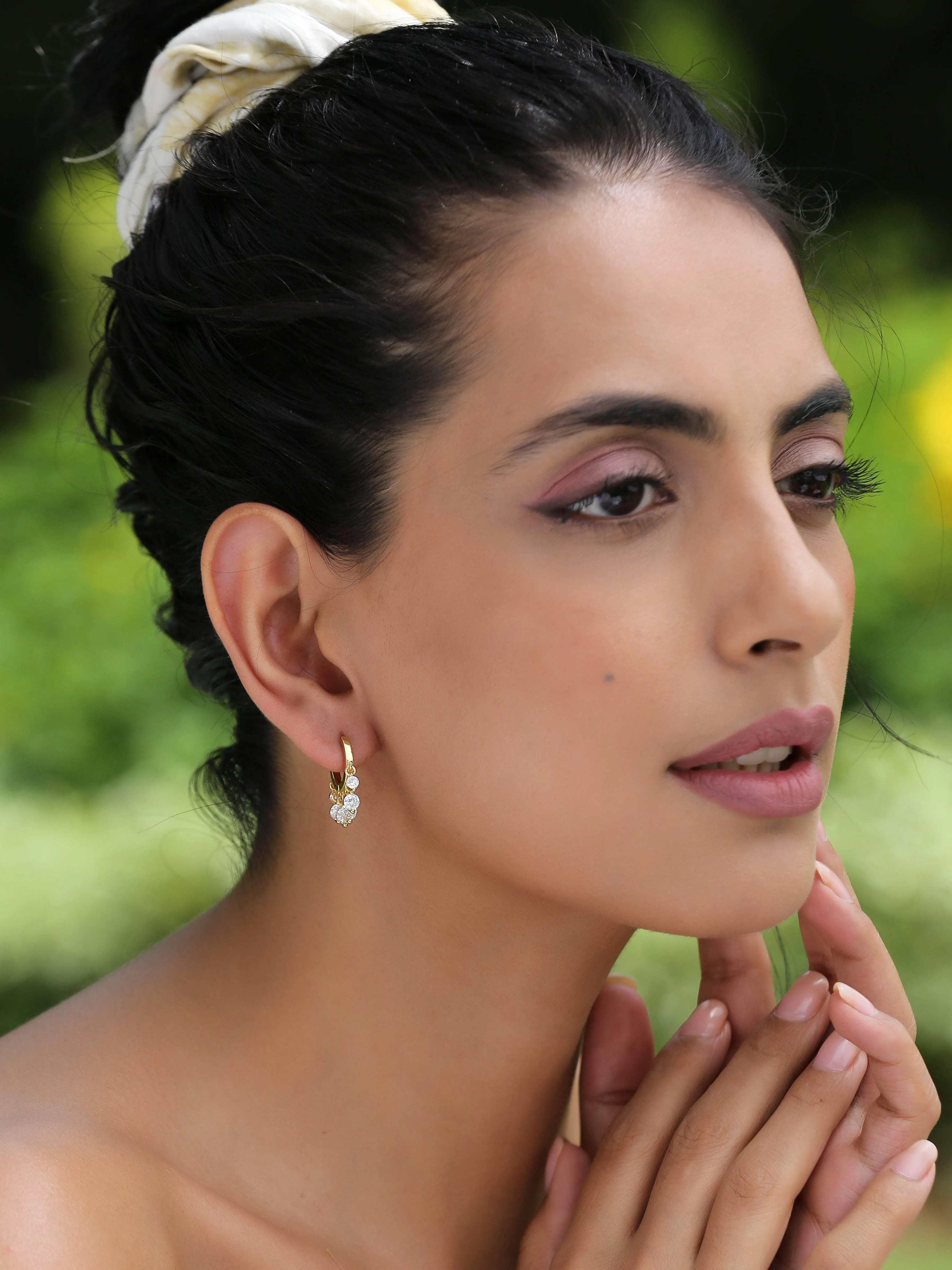 Druzy Zircon Hoop Earrings