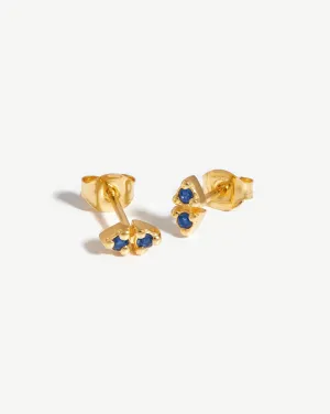 Dual Prism Stud Earrings | 18k Gold Vermeil/Blue Zirconia