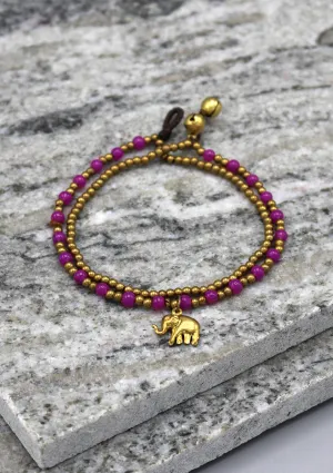 Elephant Charm and Colorful Beads Women's Anklet