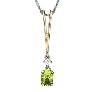 Elongated Peridot and Diamond Necklace