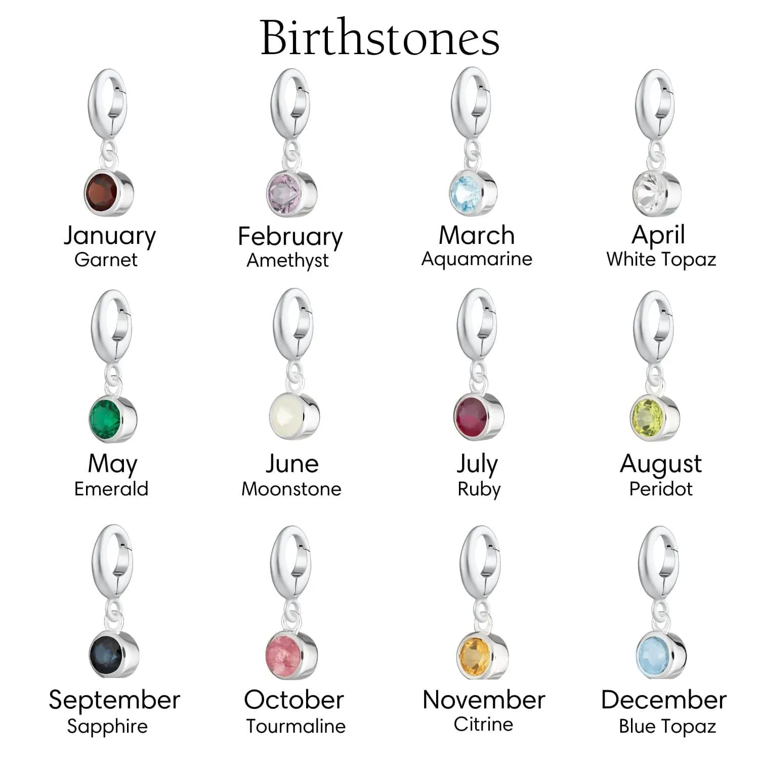 Engraved Pebble & Birthstone Necklace