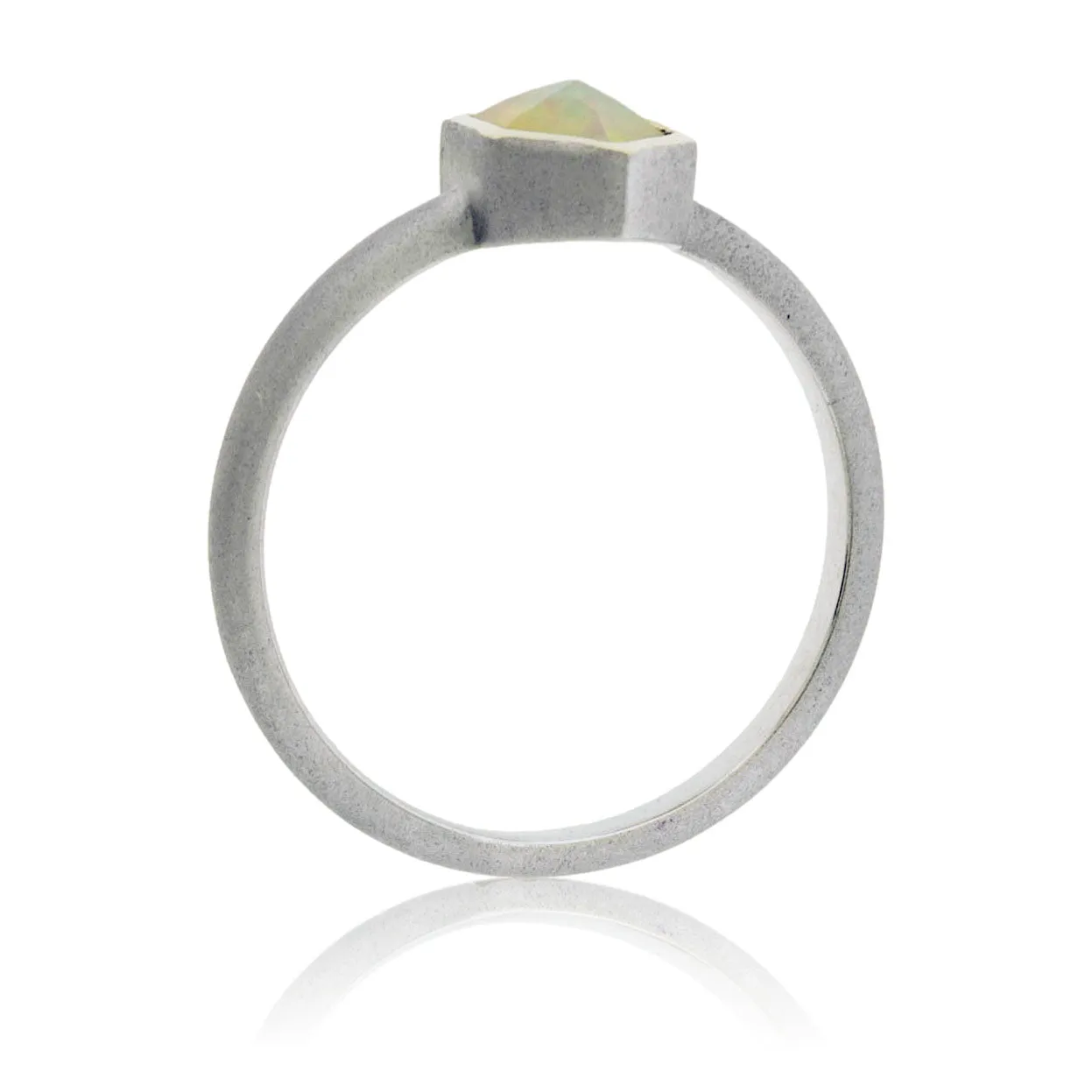 Faceted Opal Solitaire Bezel Ring