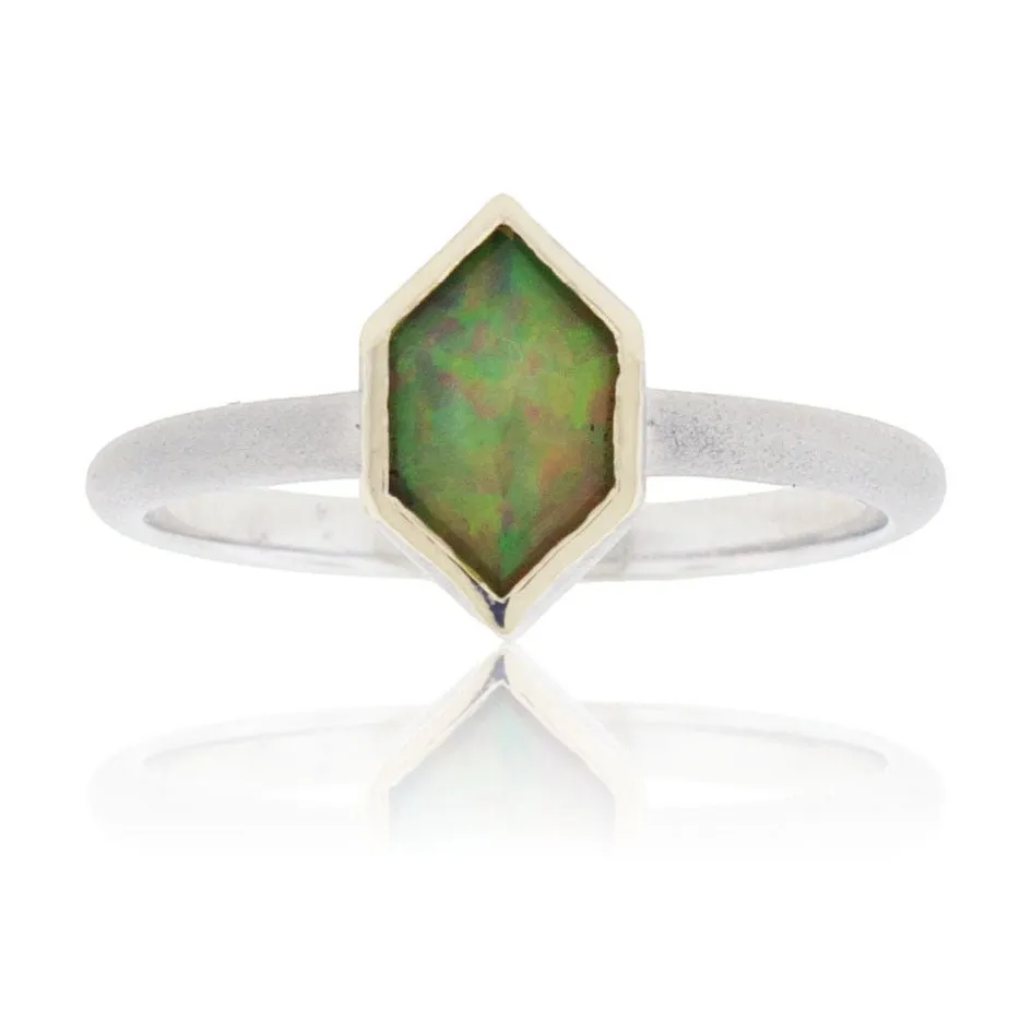 Faceted Opal Solitaire Bezel Ring