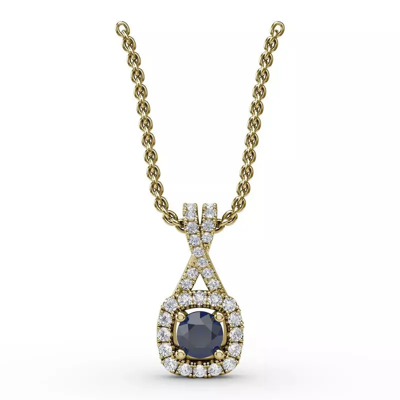 Fana Halo Sapphire and Diamond Pendant 1631