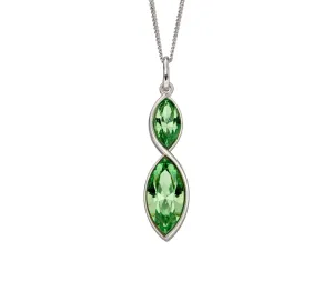 Fiorelli Sterling Silver Double Green Crystal Pendant & Chain