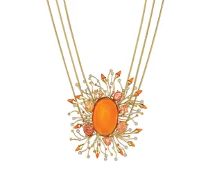 Fire Opal, Sapphire and Diamond Mythology Collection Apollo Necklace by MadStone