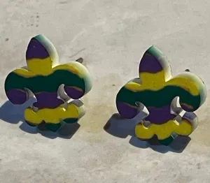 Fleur de lis Mardi Gras stud earrings
