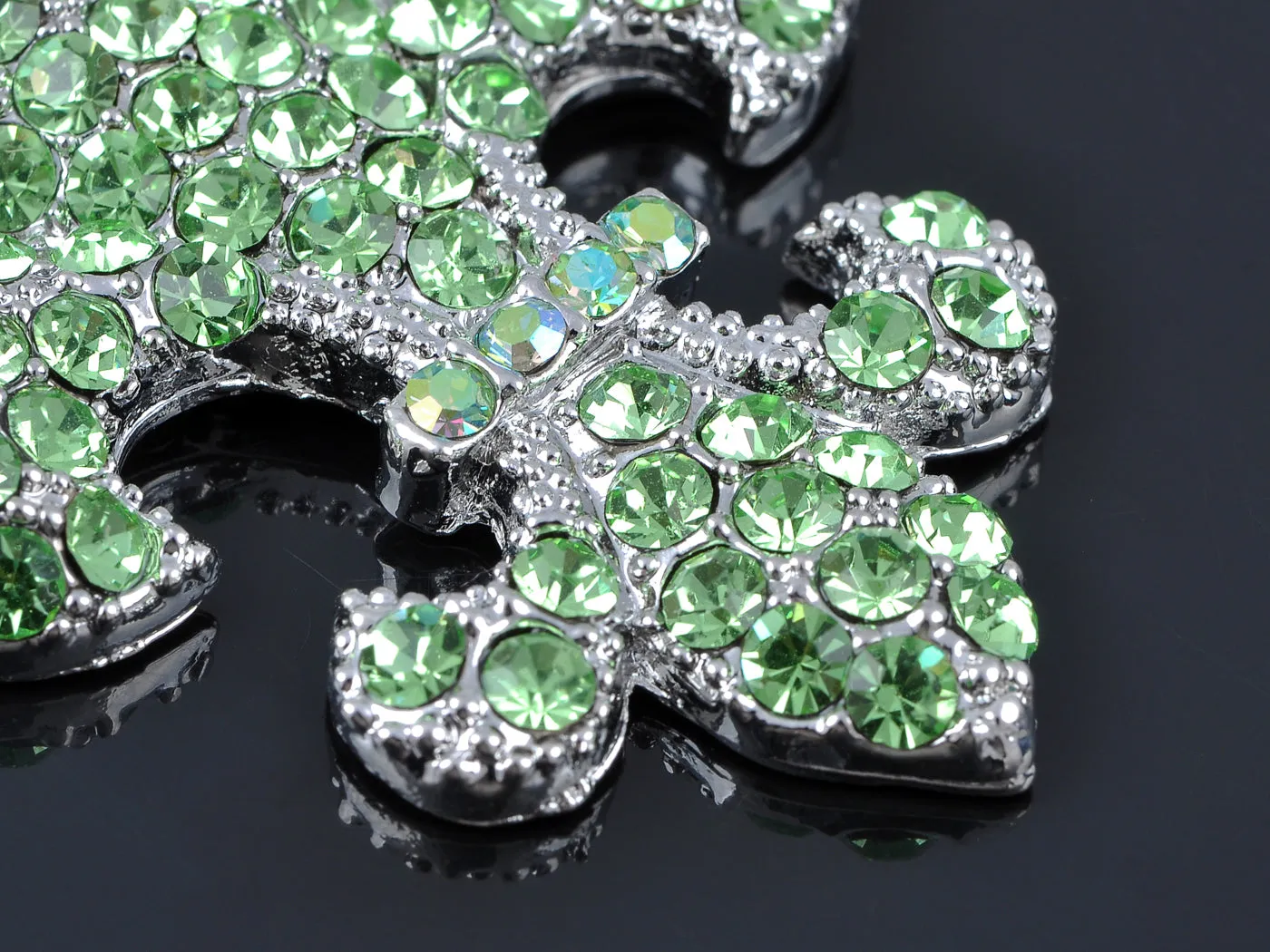 Fleur De Lis Peridot Green Chain Pendant Necklace